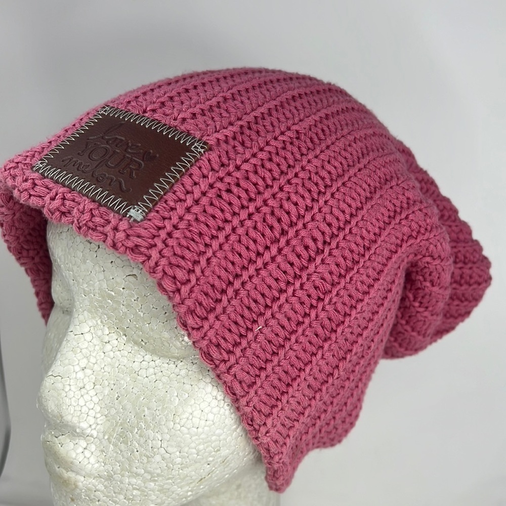 Love Your Melon Raspberry Pink Knit Slouch Beanie Hat